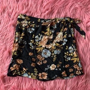 Floral Wrap Mini Skirt